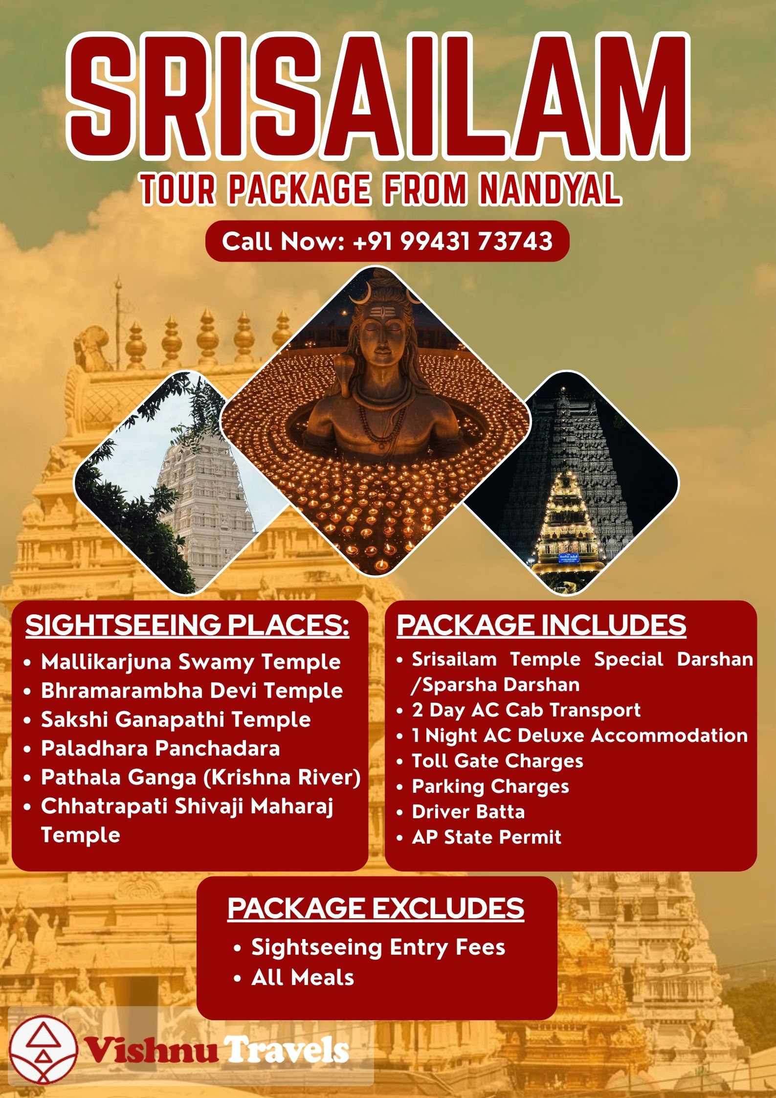 Nandyal to Srisailam Tour Package