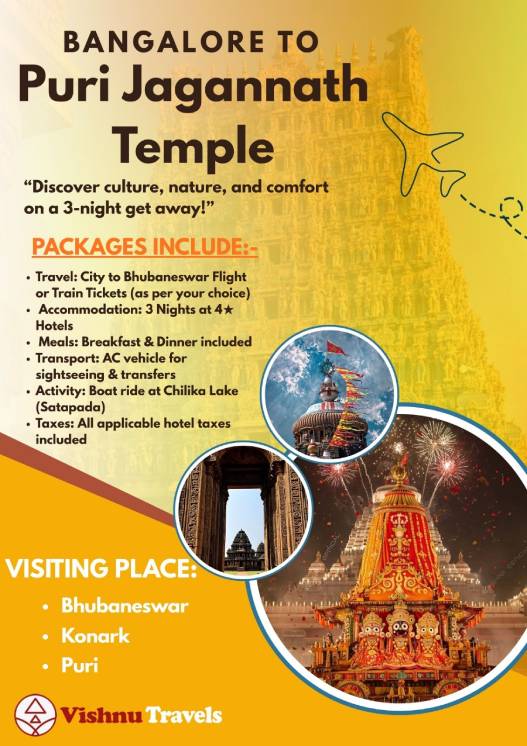 Bangalore to Puri Jagannath Tour Package