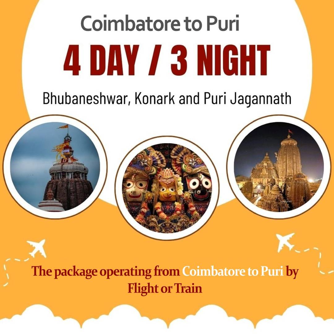 Coimbatore to Jagannath Puri Tour 4 Days