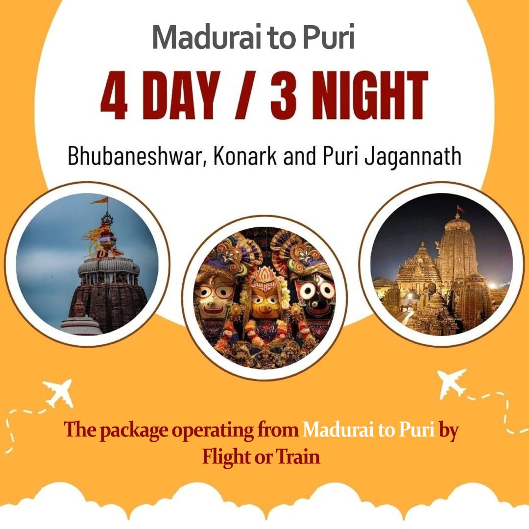 Madurai to Jagannath Puri Tour 4 Days